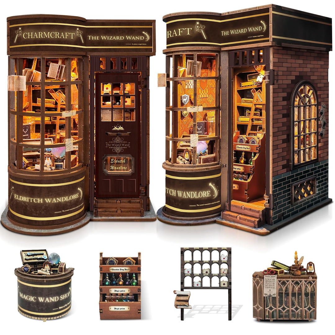 Book Nook Kit für Erwachsene: LUMYCE Holzpuzzle DIY Miniatur Haus 3D Puppenhaus - Buchstütze für Büc