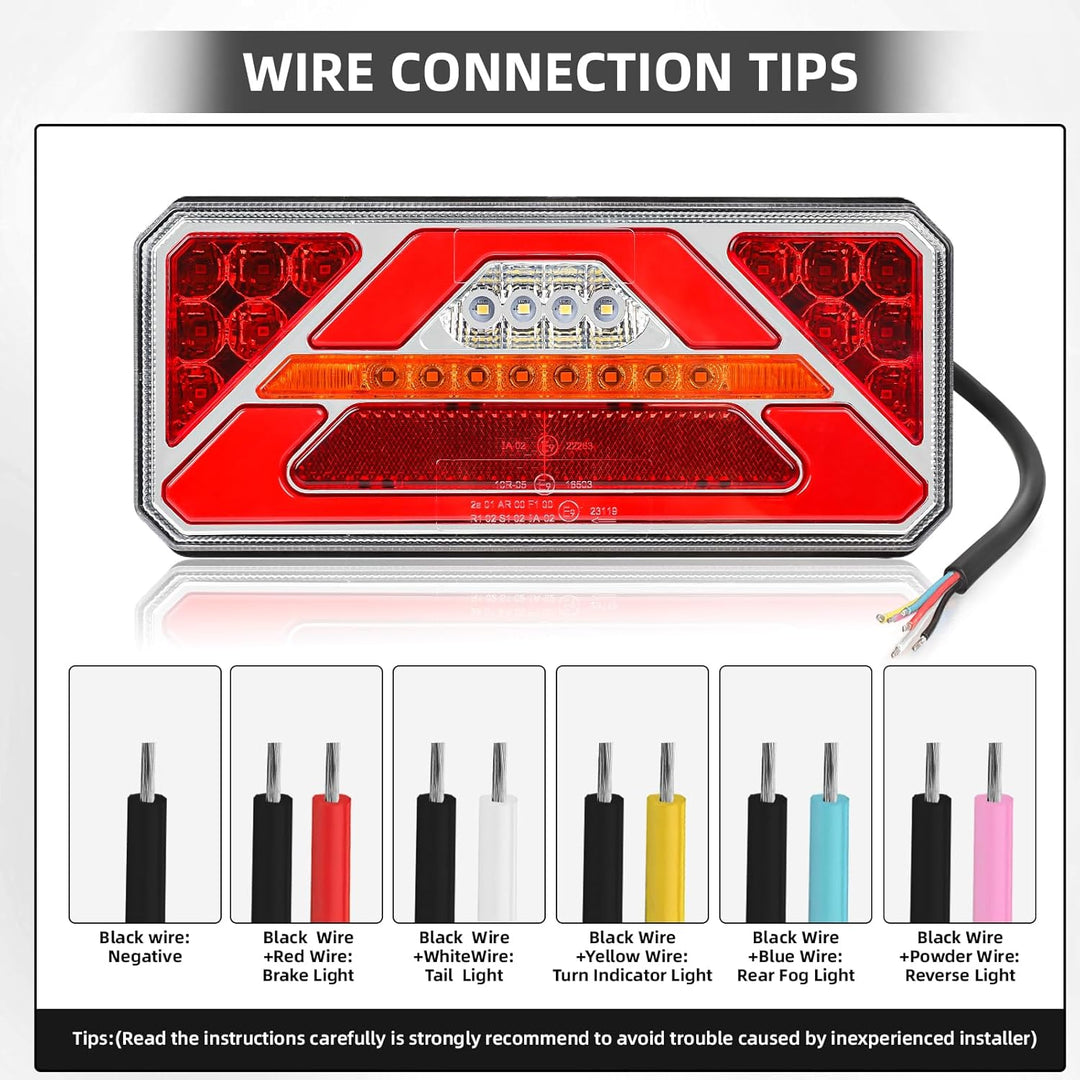 2 Stück LED Anhänger Rücklicht, 12V 24V Rückleuchten, IP67 Wasserdicht mit Fahr, Brems, Lenk, Rückfa