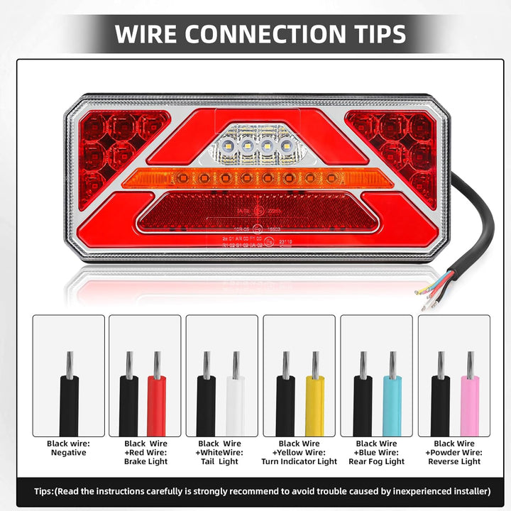 2 Stück LED Anhänger Rücklicht, 12V 24V Rückleuchten, IP67 Wasserdicht mit Fahr, Brems, Lenk, Rückfa