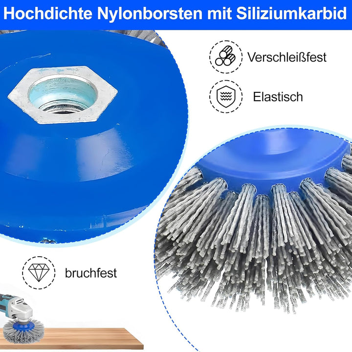 Raheem M14 Nylonbürste Ø150mm für Winkelschleifer und Bürstenschleifer, Rundbürste Strukturierbürste