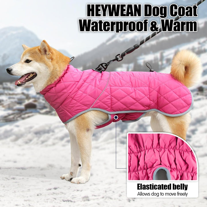 HEYWEAN Hundemantel Winter Wasserdicht Hundejacke mit D-Ring Warm Mantel Hund Fleece Hundepullover R