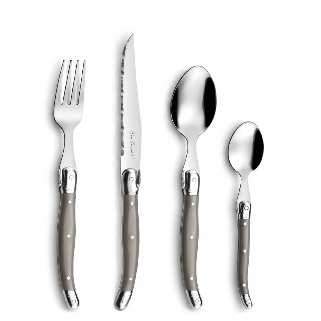 LOU LAGUIOLE TRADITION Steakmesser Besteck Set 24-teilig | Steakbesteck mit Tradition und Stil | Gri