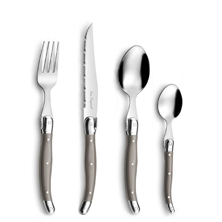 LOU LAGUIOLE TRADITION Steakmesser Besteck Set 24-teilig | Steakbesteck mit Tradition und Stil | Gri