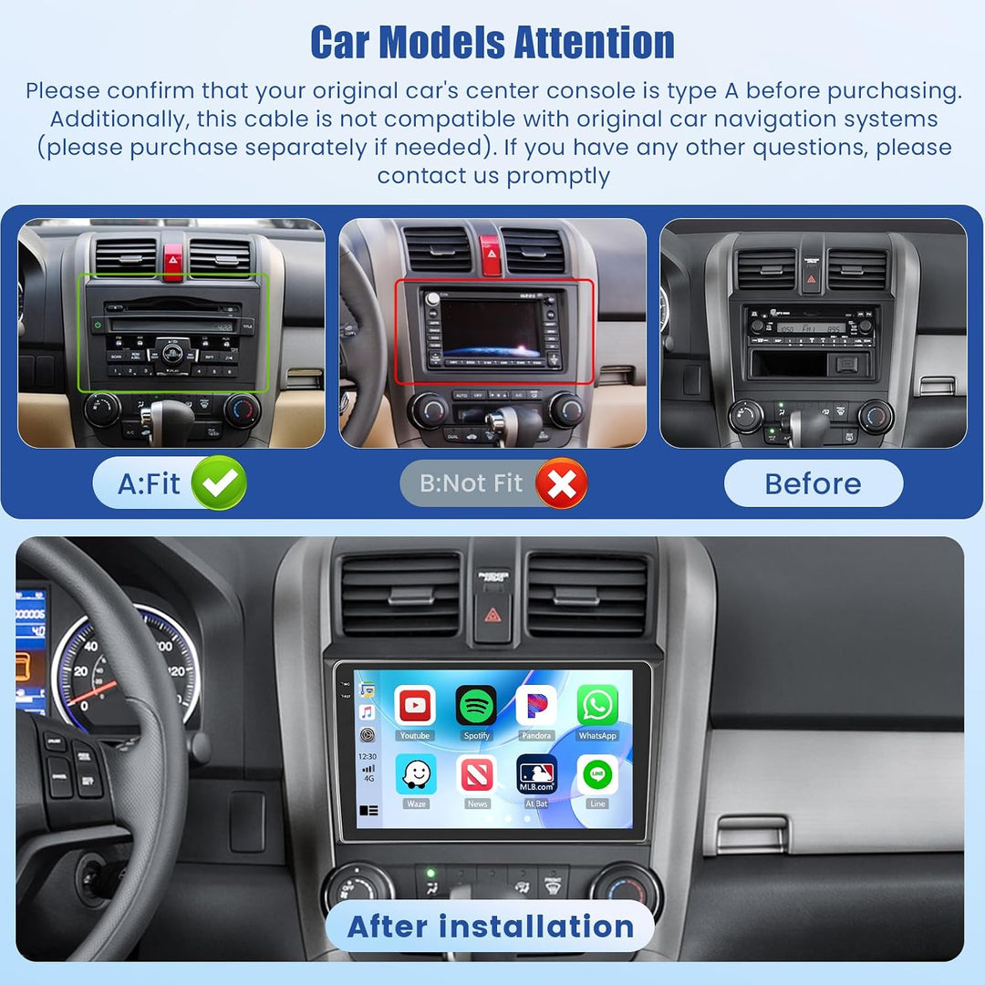 [4G+128G] Inefala Android 15 Autoradio für Honda CRV 2007-2011 mit Wireless Carplay Android, 9 Zoll