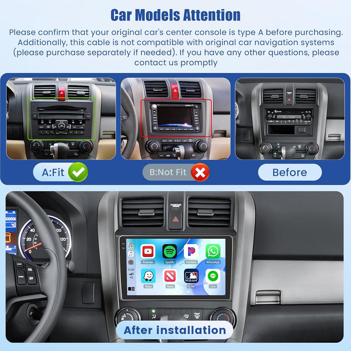 [4G+128G] Inefala Android 15 Autoradio für Honda CRV 2007-2011 mit Wireless Carplay Android, 9 Zoll