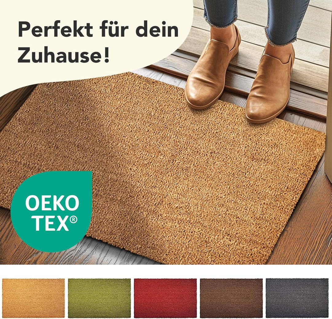 Floordirekt Fussmatte für Innen und Aussen, 50x80 cm Natur, Türmatte aus Kokos, Schmutzfangmatte für