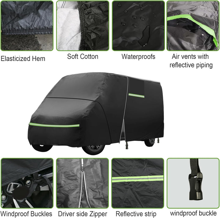 Vollgarage für FIAT Ducato 2006–2024, wasserdichte Wohnmobil-Abdeckung mit seitlichem Tür-Reissversc
