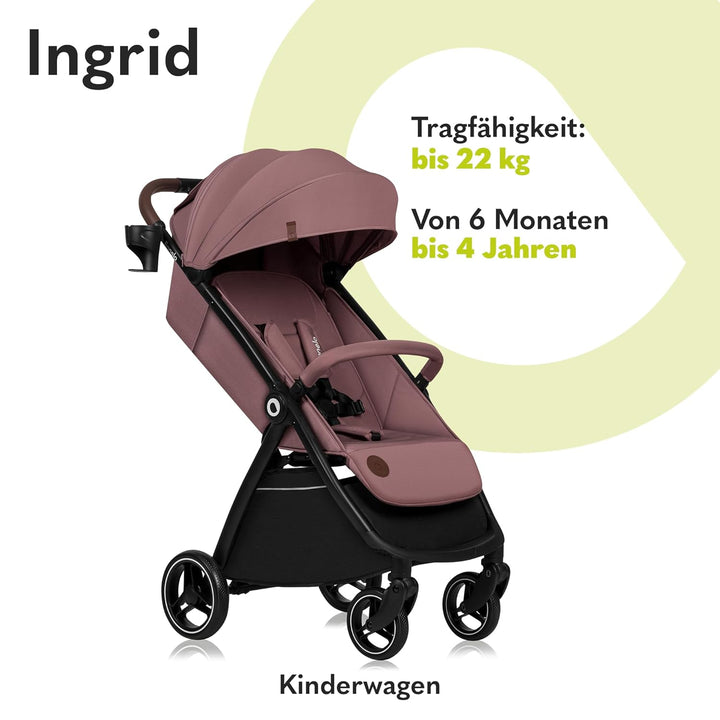 LIONELO INGRID Kinderwagen bis 22 kg von 6 Monaten bis 4 Jahren Grosse 360° schwenkbare Räder Volle