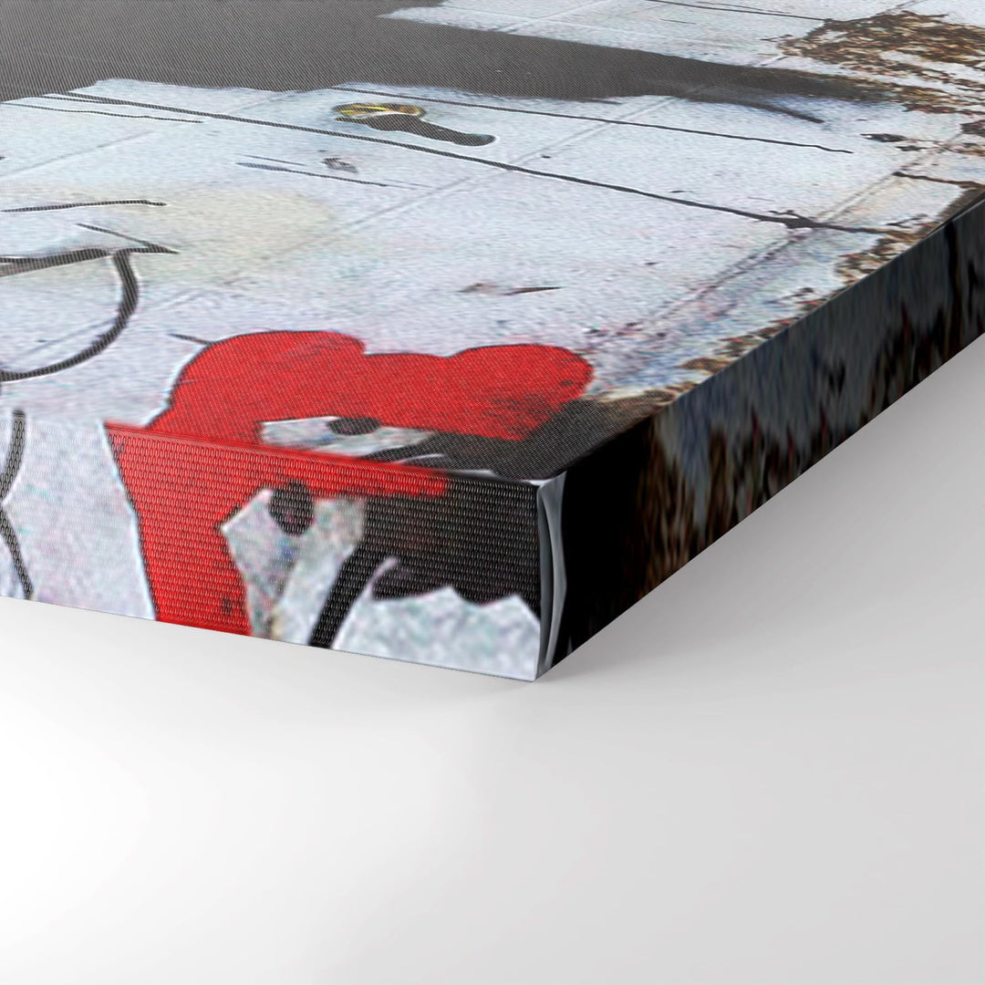 Giallobus - Gemälde - Banksy - - Standardleinwand - 50x70-22 - Regenschirm Mädchen - Bereit zum Aufh