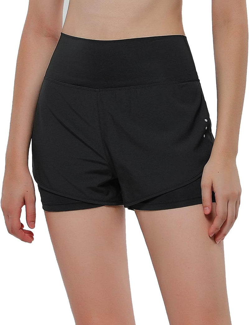 VIGVAN 2 in 1 Laufhose Damen Sport Shorts Sommer Kurze Hose Schnell Trocknend Fitness Shorts Yoga Sh