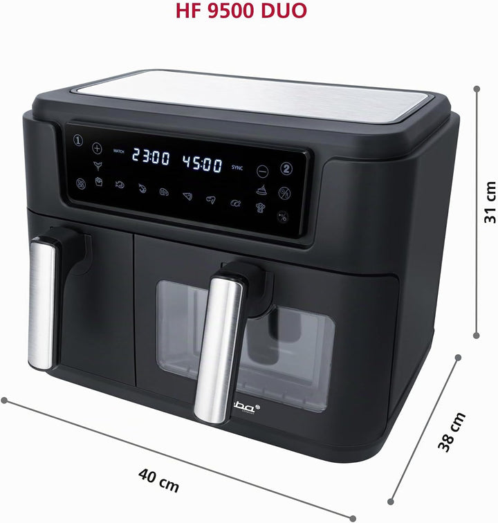 Steba Doppel-Heissluftfritteuse, DUO-Kochzone mit insgesamt 9,5 l Volumen, grosser Frittierkorb mit