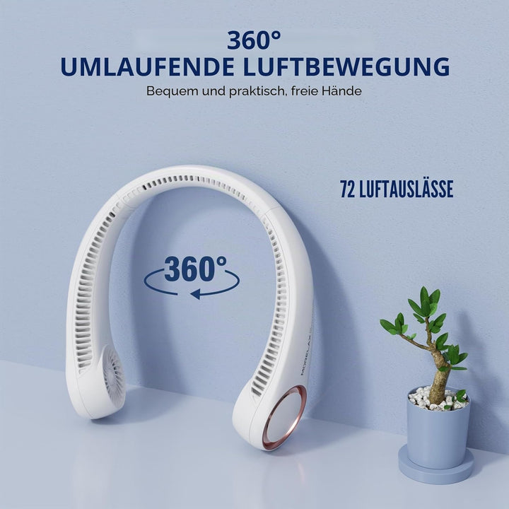Morelax Tragbarer Hals Ventilator,4000 mAh Batteriebetriebener Tragbarer Persönlicher Ventilator,USB