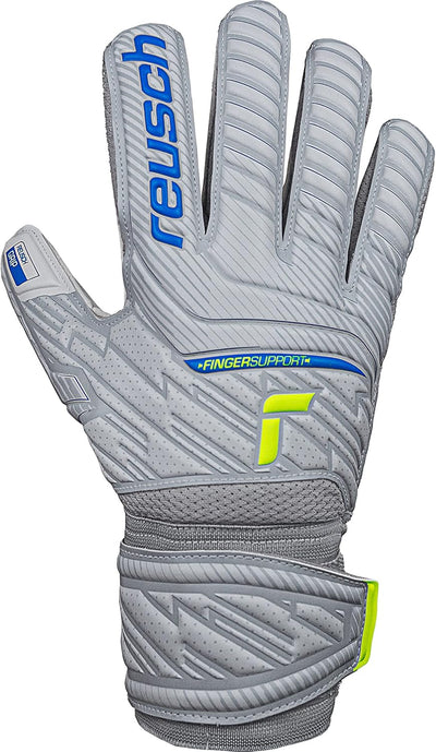 Reusch Herren Attrakt Finger Support Unisex Torwarthandschuhe mit Aussennaht Schnitt und Grip Belag,