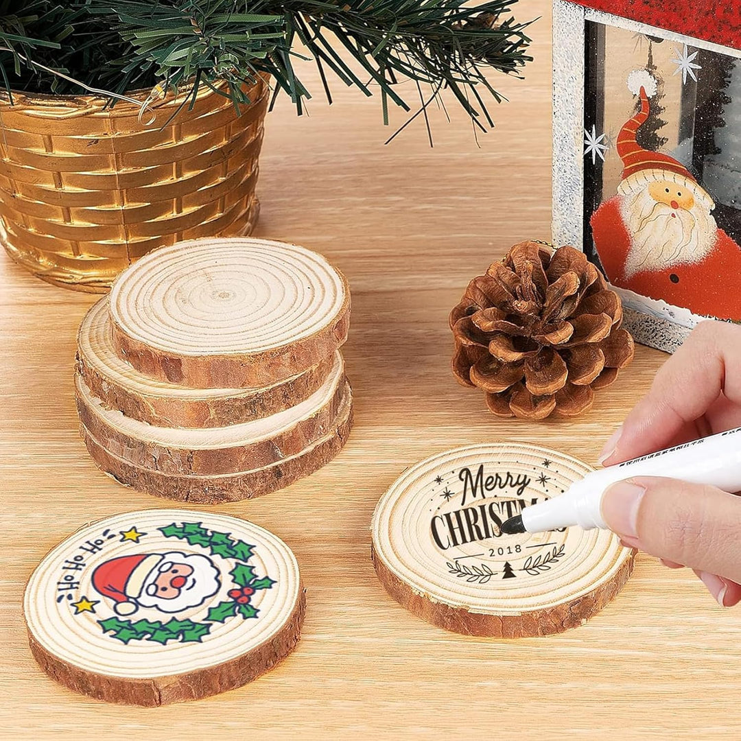 APACALI 30 Stück Holzscheiben zum Basteln, Holzscheiben 7-8cm Baumscheiben zum Basteln Ohne Loch, Ru