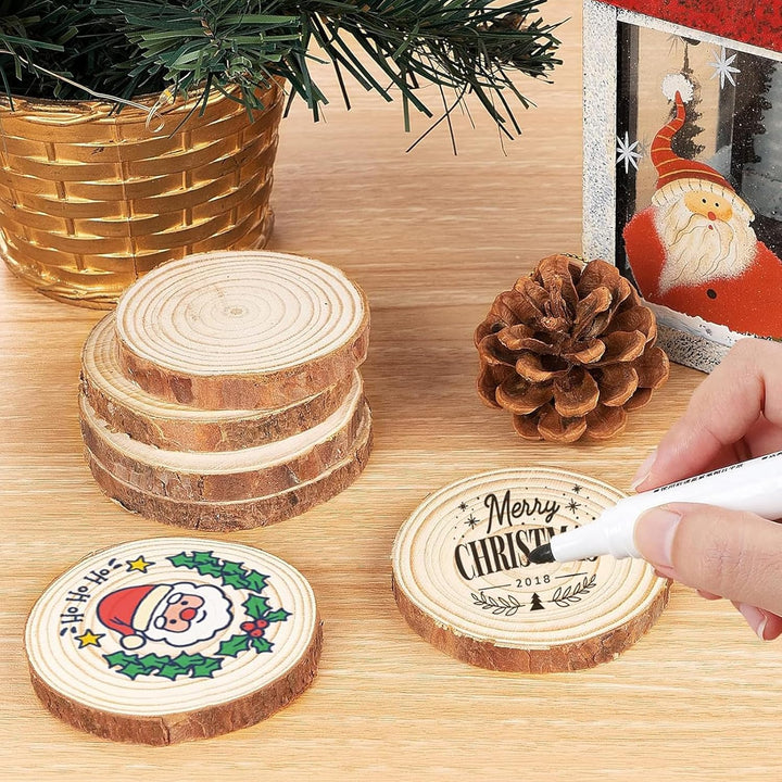 APACALI 30 Stück Holzscheiben zum Basteln, Holzscheiben 7-8cm Baumscheiben zum Basteln Ohne Loch, Ru