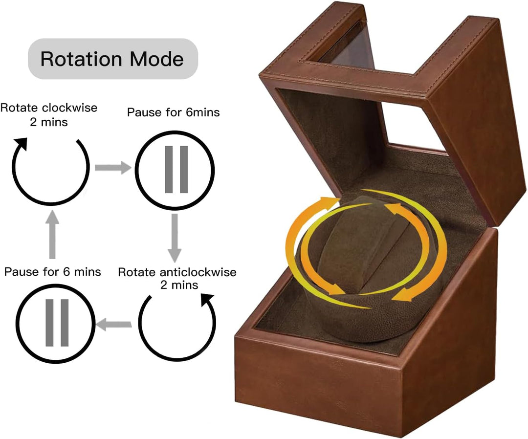 Automatische Uhrenbeweger Box,luxuriöser Single Uhrenbeweger,Uhrengehäuse mit leisem Mabuchi Motor,B