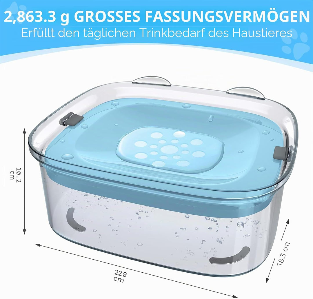 Heouvo 3L Hunde Wassernapf ohne Verschütten, Knapp 3 L (101 oz) Grosser Auslaufsicherer Hundenapf, A