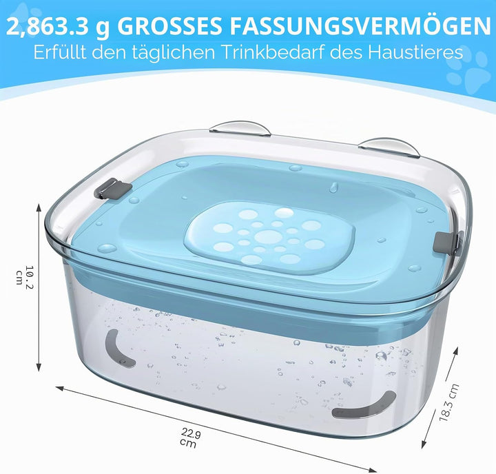 Heouvo 3L Hunde Wassernapf ohne Verschütten, Knapp 3 L (101 oz) Grosser Auslaufsicherer Hundenapf, A