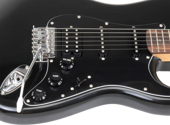 Rocktile Pro ST60-BK E-Gitarre schwarz (1 Humbucker, 2 Single Coils, 22 Bünde, Rosenholz Griffbrett,