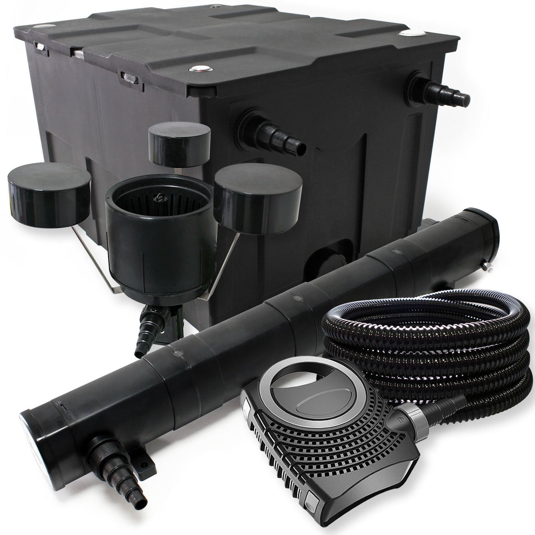Wiltec Komplettset: CBF-550 Teichfilter bis 60000 L Teichfilteranlage Durchlauffilter, NEO10000 Teic