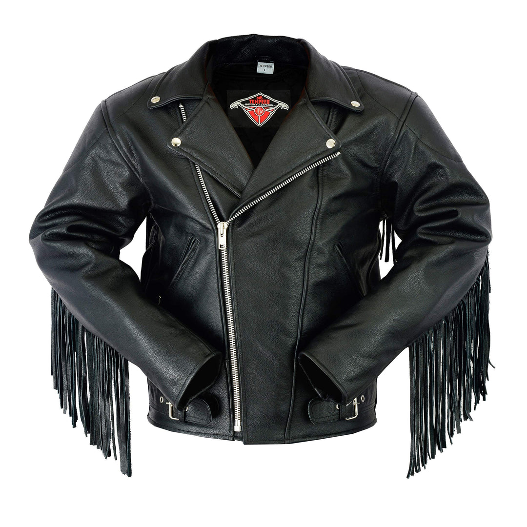 TEXPEED Marlon Brando Fransen Quasten Chopper Motorrad lederjacke herren mit protektoren - Mit Origi