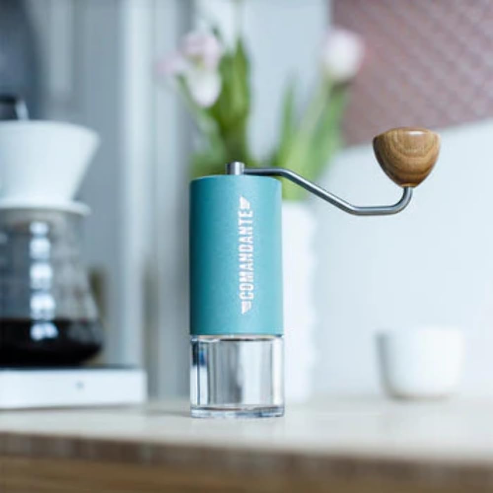 Comandante Kaffeemühle C40 MK4 Nitro Blade, Alpine Lagoon, Silber, Braun, C40-MK4NB-AL