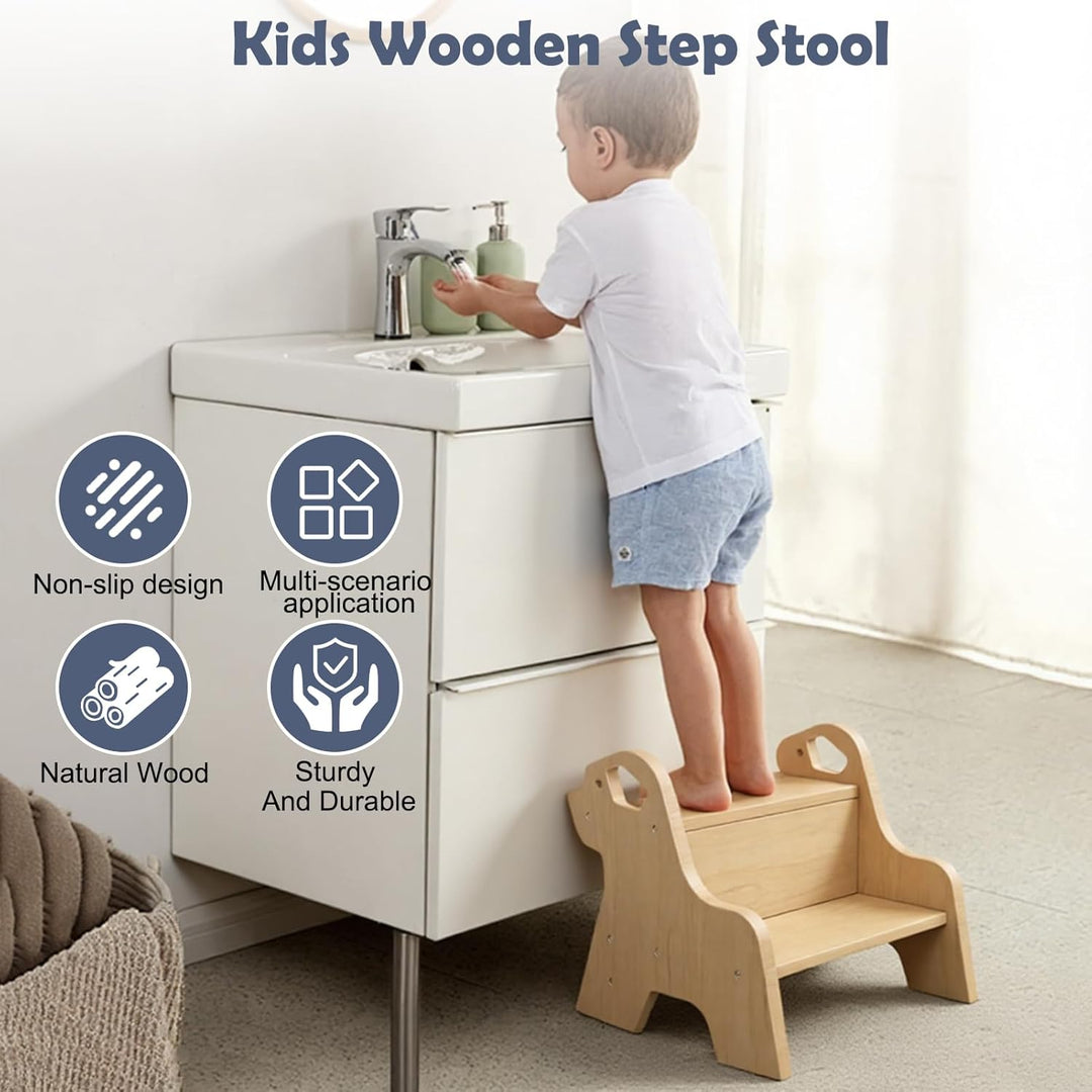 Tritthocker für Kinder - 2-Stufig Hocker Kinderschemel, mit Antirutschmatte und Griff, Multifunktion