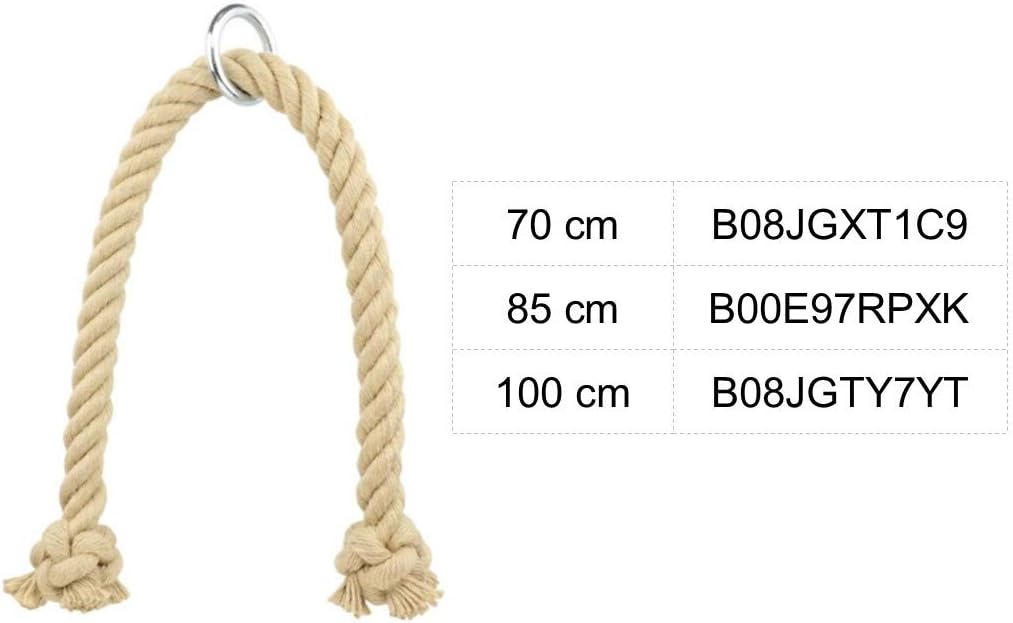 Kanirope® Professionelles Trizeps Seil Pump extra lang aus Polyhanf 28mm 100cm mit Metall-Ring Trize