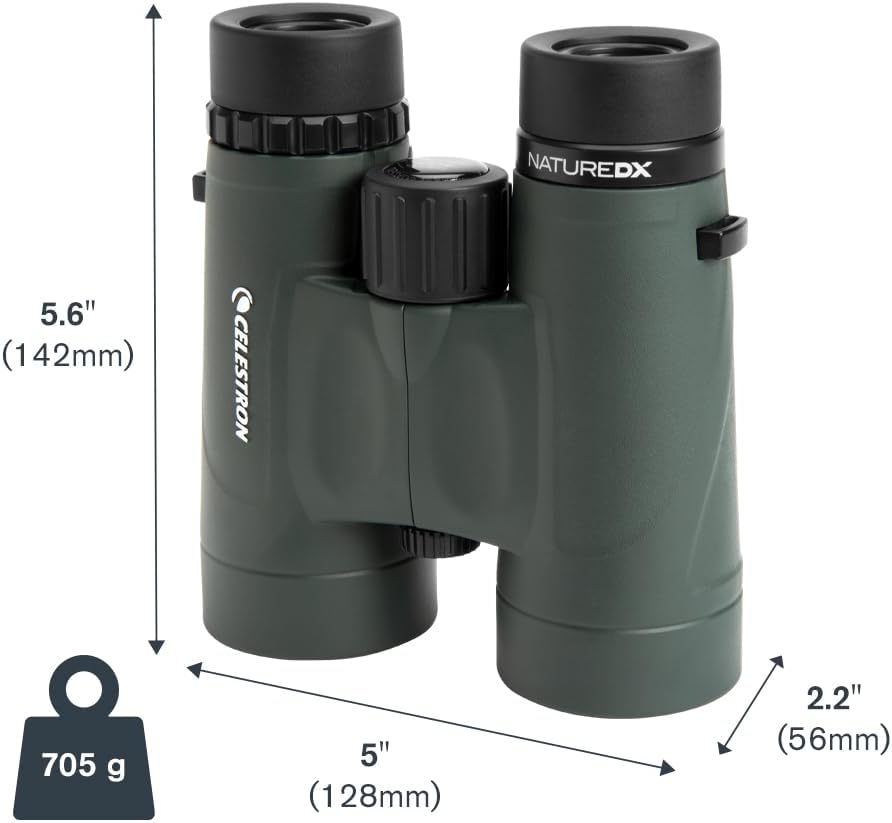 Celestron 71332 Nature DX 8 x 42 mm Ferngläser mit mehrfach vergütete Linse, BaK-4 Prismenlinse und
