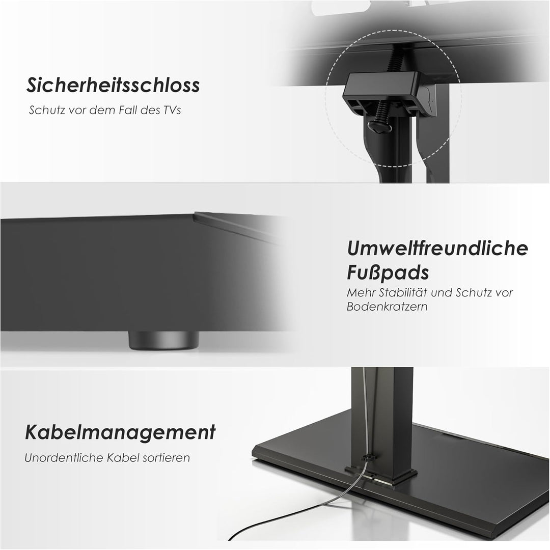 FITUEYES TV Bodenständer mit Eisenbasis TV Standfuss TV Ständer Fernsehstand höhenverstellbar schwen
