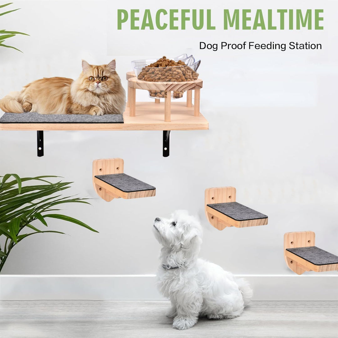 Wand montierte Katze Hängematte Katze Wandregale mit 2 Katze Nahrung Schalen und 3 Schritte, 2pc Kat