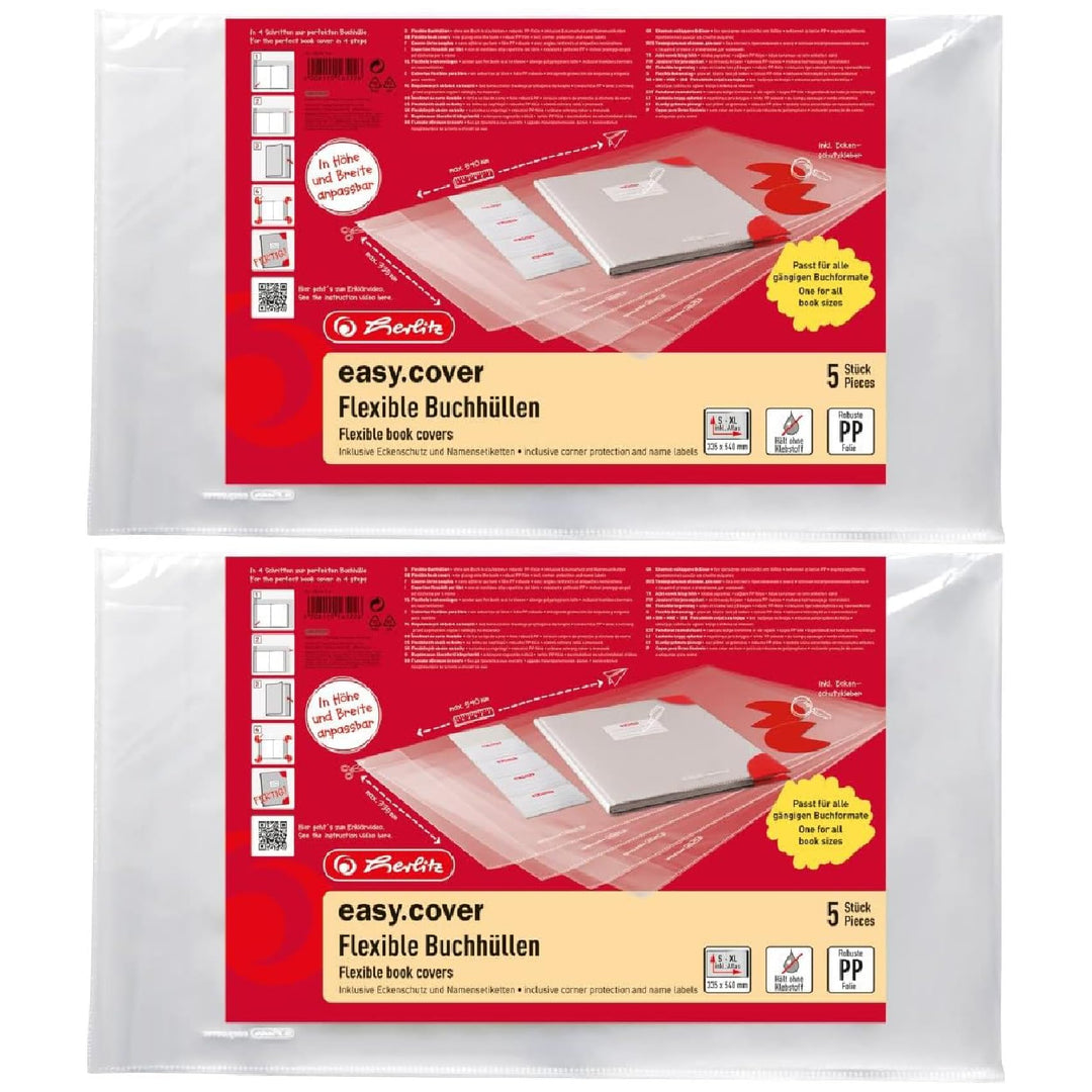Herlitz 50014743 Buchhülle easy cover (Polybeutel, Grösse: 10 Stück) Grösse: 10 Stück Polybeutel, Gr
