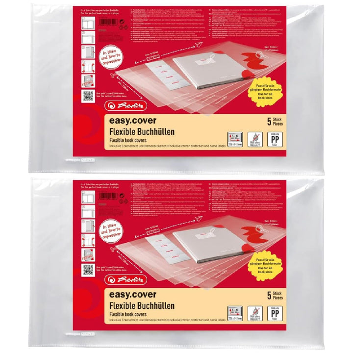 Herlitz 50014743 Buchhülle easy cover (Polybeutel, Grösse: 10 Stück) Grösse: 10 Stück Polybeutel, Gr