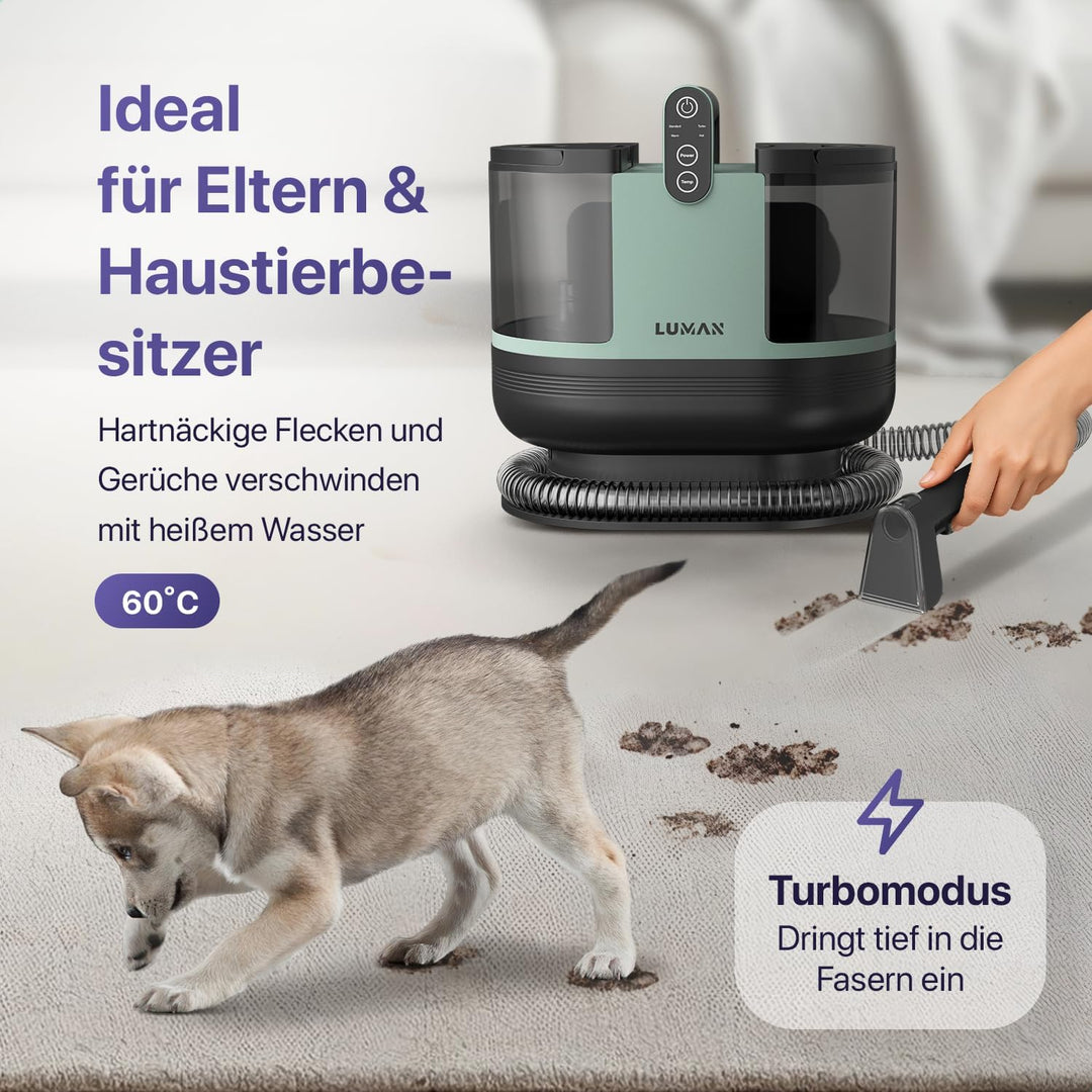 LUMAN 4 in 1 Teppichreiniger - Heizfunktion und Selbstreinigung - Fleckenreiniger - Sitzreiniger - R