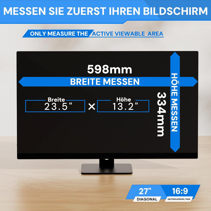 27 Zoll Computer Monitor Bildschirm Blickschutzfilter für 16:9 Seitenverhältnis Monitor, Abnehmbarer