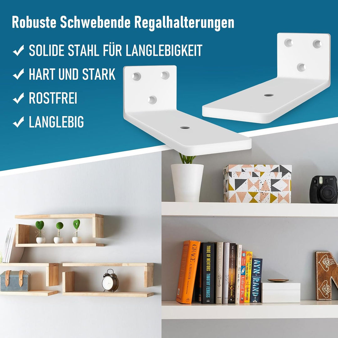 6 Stücke Regalhalterung Regalträger 10cm, Industrielle Regal Wandhalterung, Wandregal Halter mit Bef