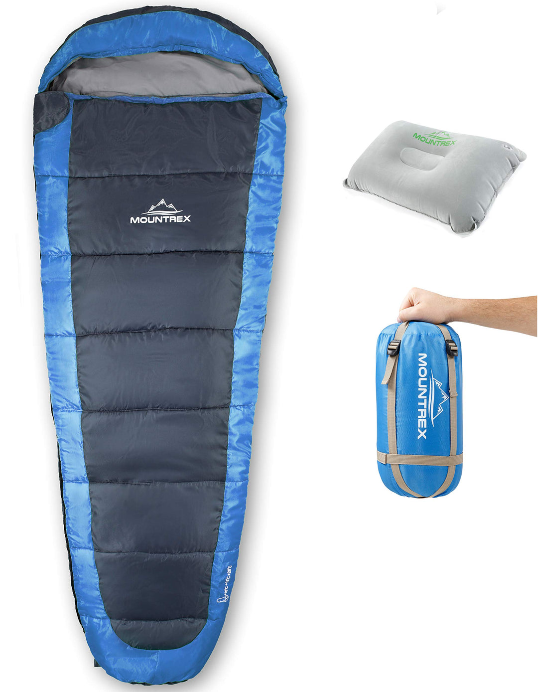 MOUNTREX Schlafsack +10°C / +20°C – Ultraleicht & Kompakt (850g) - Outdoor Sommerschlafsack - Mumien
