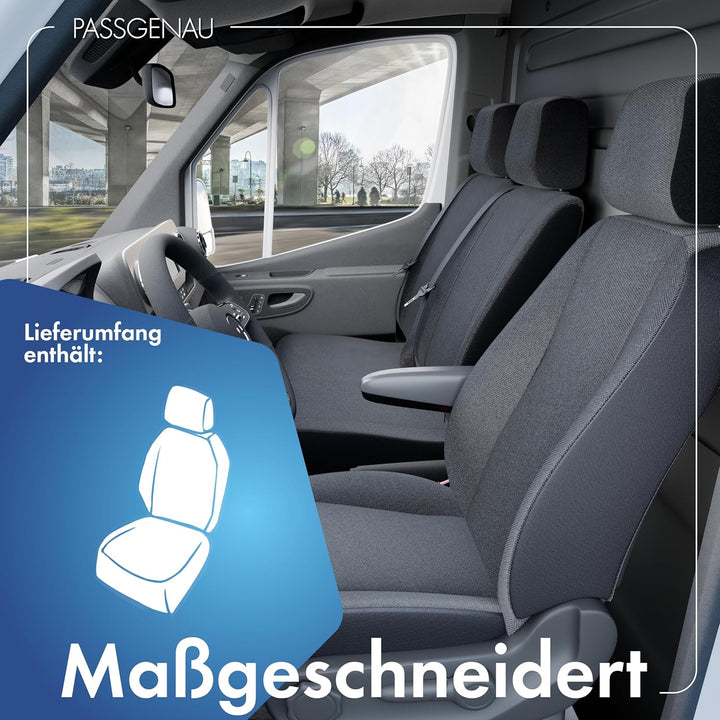 Walser Transporter Sitzbezüge Auto kompatibel mit VW Caddy, Einzelsitz vorne, Auto Sitzbezüge aus St