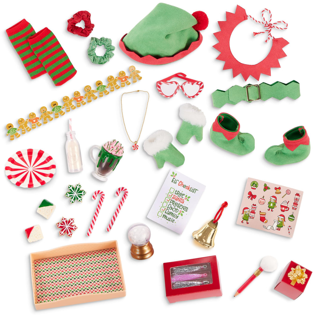 Our Generation - Weihnachtselfen-Advendskalender - 46 cm Puppe Zubehör - Adventskalender mit 24 Tage