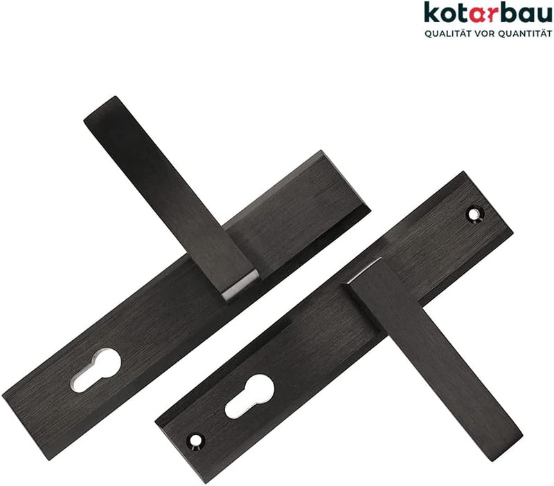 KOTARBAU® Türdrückerset 72mm PZ Langschild Schwarz Universal Modern, 72mm