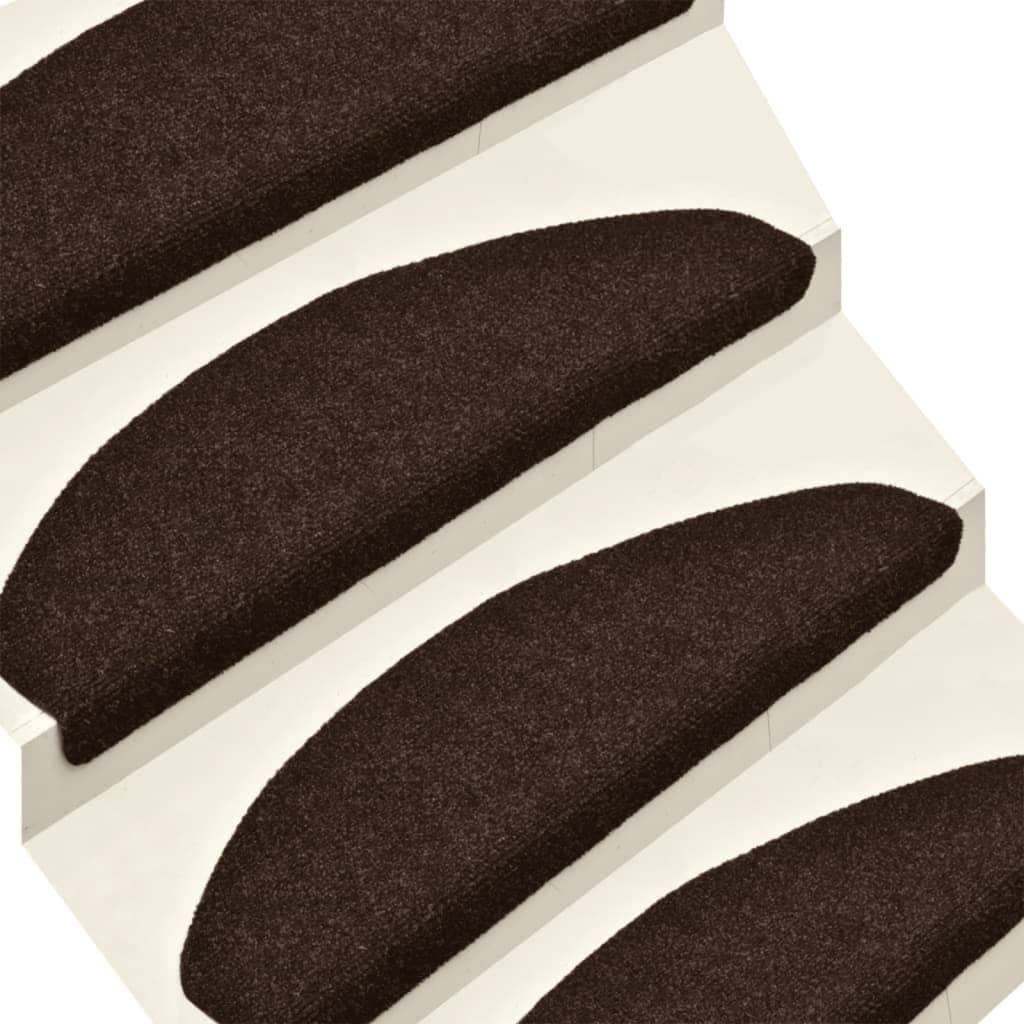 homiuse Treppenmatten Selbstklebend 15 STK. Braun 56x17x3 cm Nadelvlies Treppenstufen Matten Modern