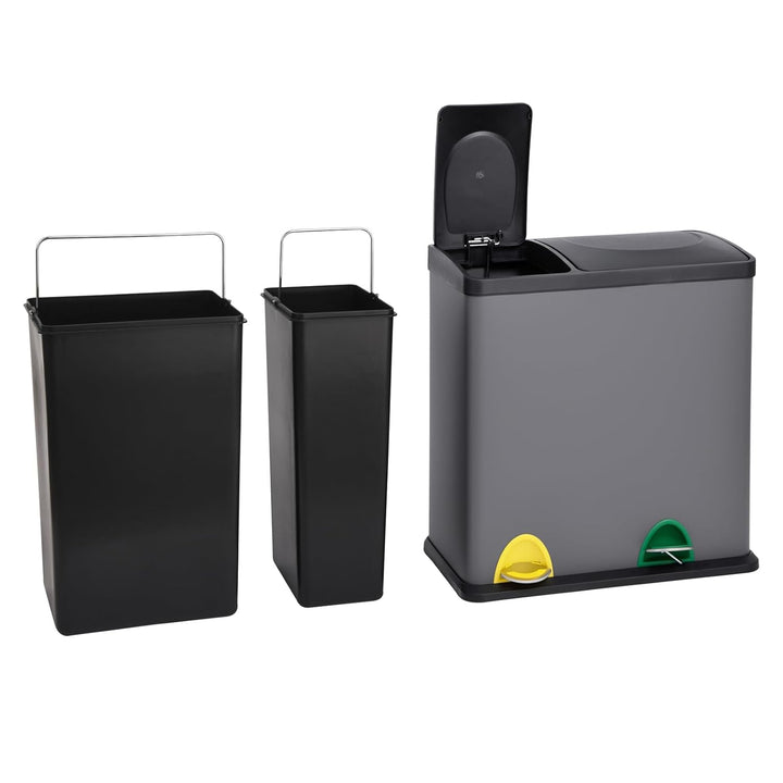 SVITA TC2Combo35 Mülleimer 35Liter Grau kombiniert 12L+23L doppelt Abfalleimer Küchen-Eimer 2er- Mül