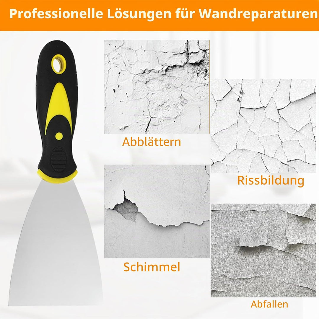 8 Stück Spachtel Set - Edelstahl Malerspachtel Spachtel Set mit Kunststoffgriff - Rostfrei Gipser Sp