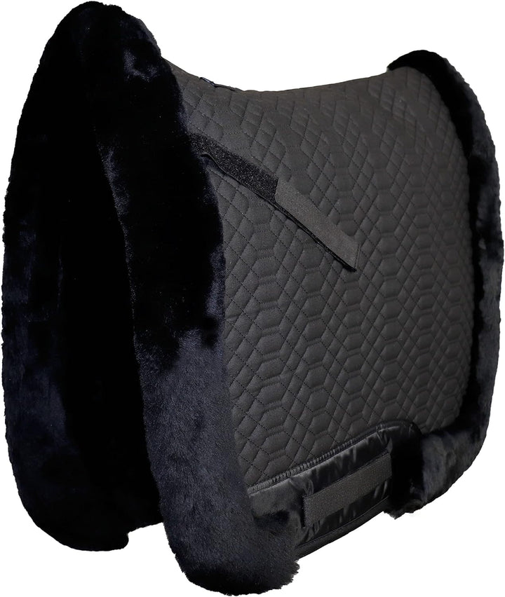 Engel Reitsport Lammfell Schabracke Fully Lined mit Fellkranz SCHABRA3-D-SCH-SCH Stoff schwarz Fell
