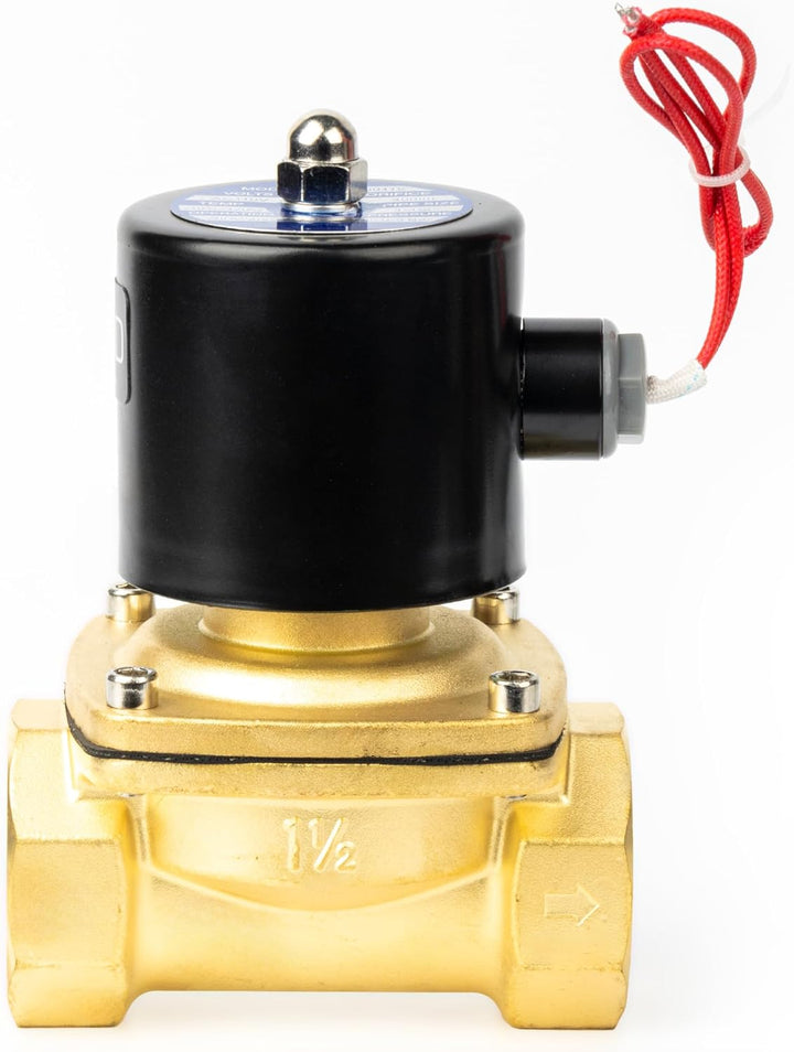 U.S. Solid 1-1/2" Messing Elektrisch Magnetventil 230V AC stromlos geschlossen VITON Wasser Luft Öl