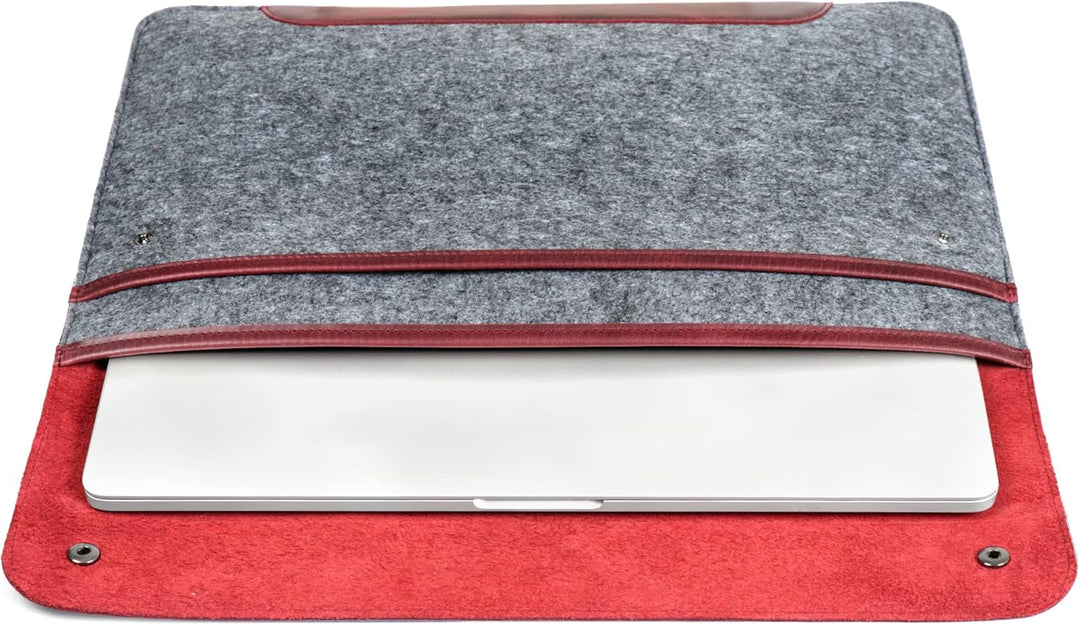 MegaGear MacBook-Tasche aus echtem Leder und Fleece, Laptop-Hülle für MacBook Pro und MacBook Air Hü