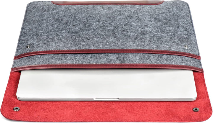 MegaGear MacBook-Tasche aus echtem Leder und Fleece, Laptop-Hülle für MacBook Pro und MacBook Air Hü