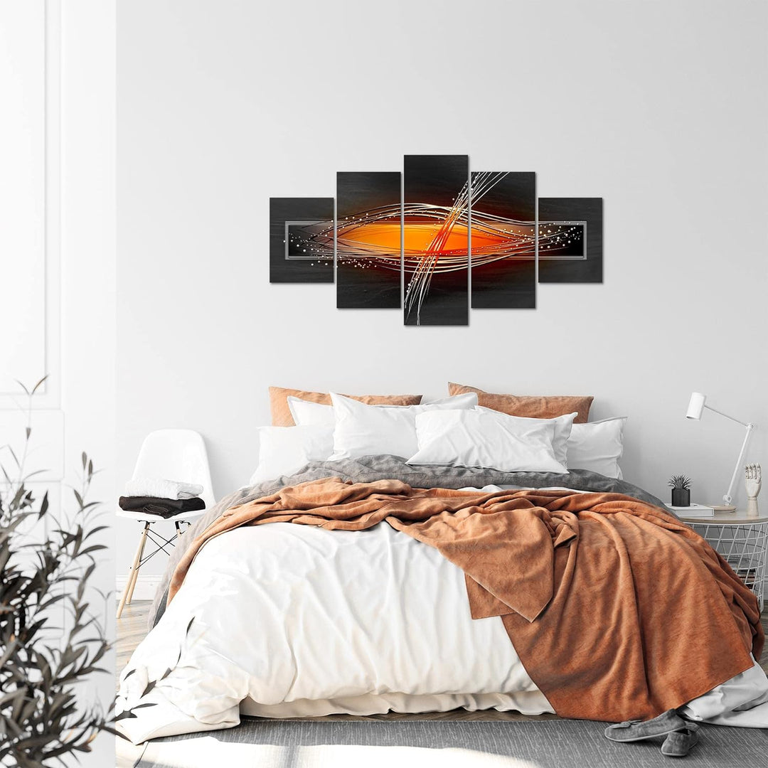Runa Art Bild Wohnzimmer Schlafzimmer Abstrakt 5 Teilig Grau Orange Schwarz Wandbilder auf Vlies Lei