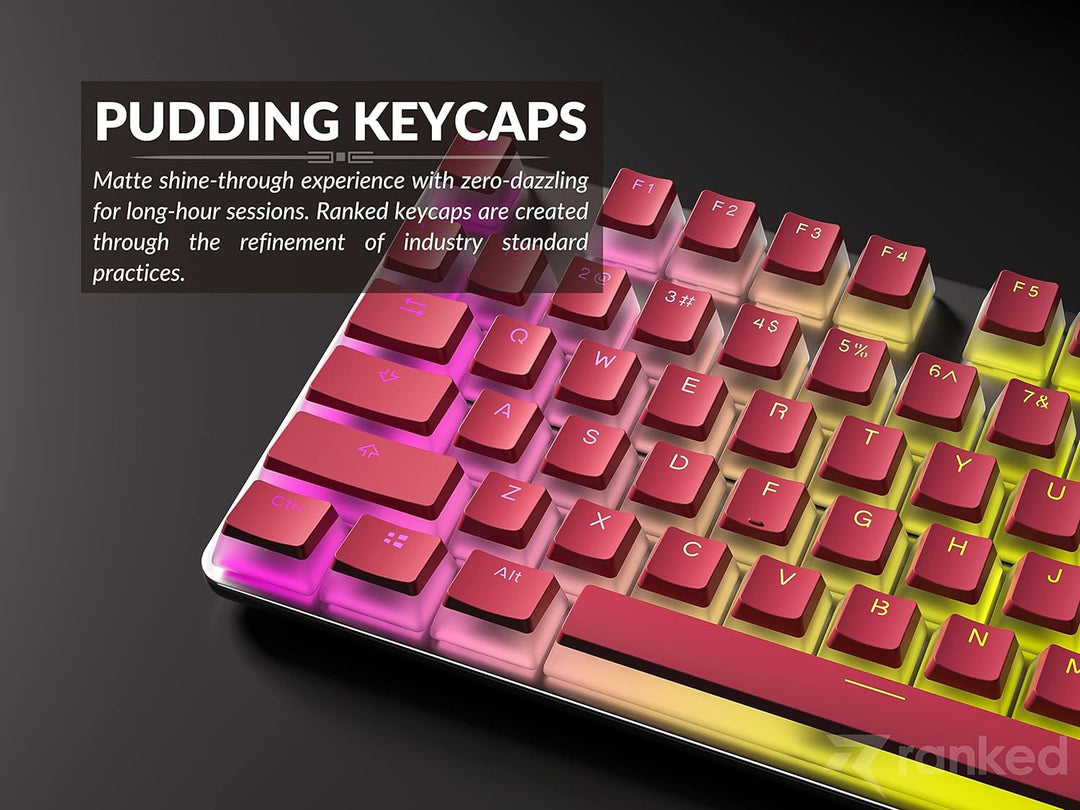 Ranked Pudding PBT-Tastenkappen | 112 Double Shot Transluzent ANSI US- und ISO-Layout | OEM-Profil f