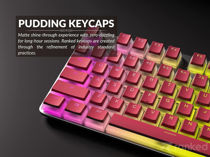 Ranked Pudding PBT-Tastenkappen | 112 Double Shot Transluzent ANSI US- und ISO-Layout | OEM-Profil f
